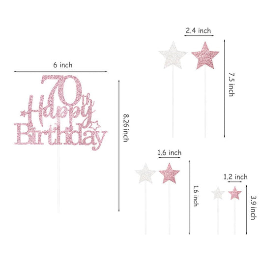 Rose Gold 70th Birthday Cake Topper (7 Count)