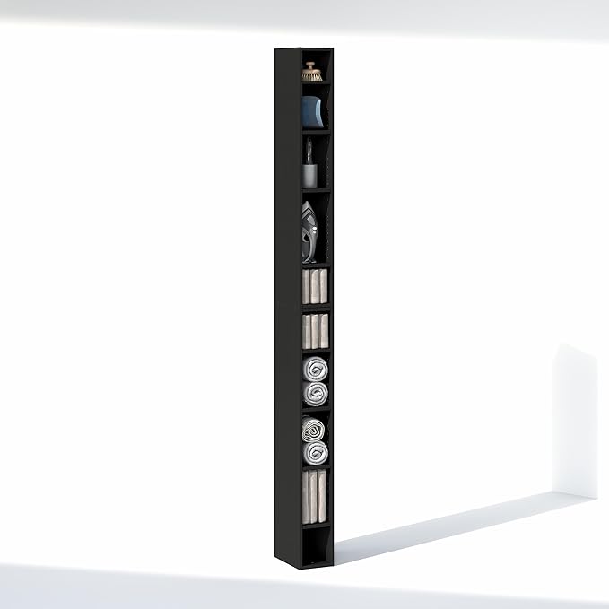 Furinno Fulda 10-Tier Closet Organizers and Storage, Open Shelf, Storage Organizer, 6-Inch Width, for Closet, Bedroom, Blackwood