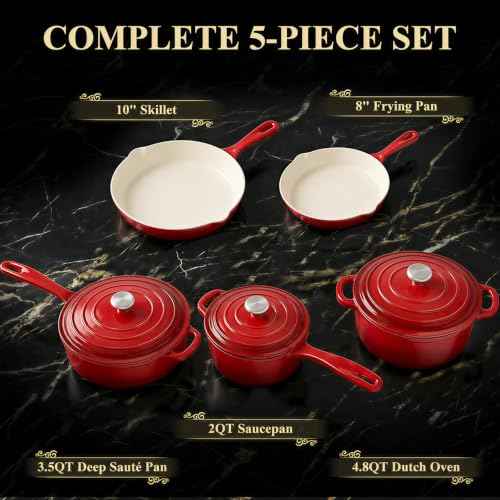 Nonstick Enameled Cast Iron Cookware Set
