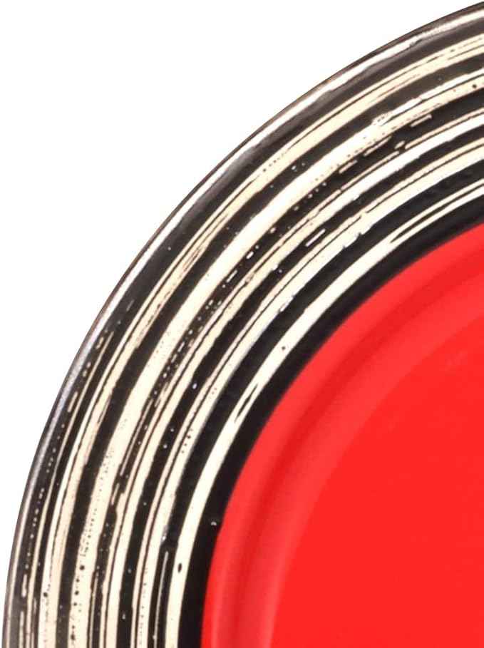 16 Piece Dinnerware Set, Ceramic Plates and Bowls Sets for 4, Microwave and Dishwasher Safe, Handcrafted Tree Bark Series Dish Set, Strawberry/Red
