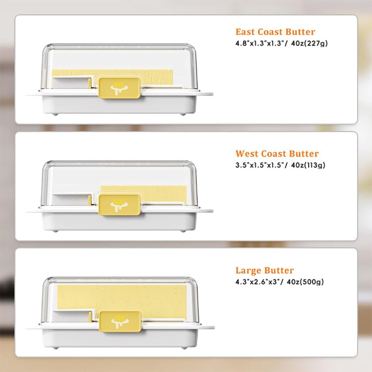 Butter Dish with Precision Spoon, Countertop and Refrigerator, Keep Butter Fresh, Easy Scoop, Plastic Butter Keeper Tray Box for East/West Coast Butter (Black, Large)
