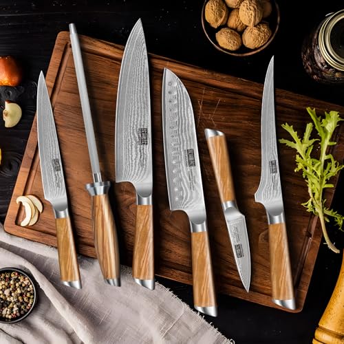 Damascus Knife Block Set 7PCS (7 Count)