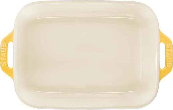STAUB Ceramic Rectangular Baking Dish Set, Casserole Dish, 2-Piece, Citron