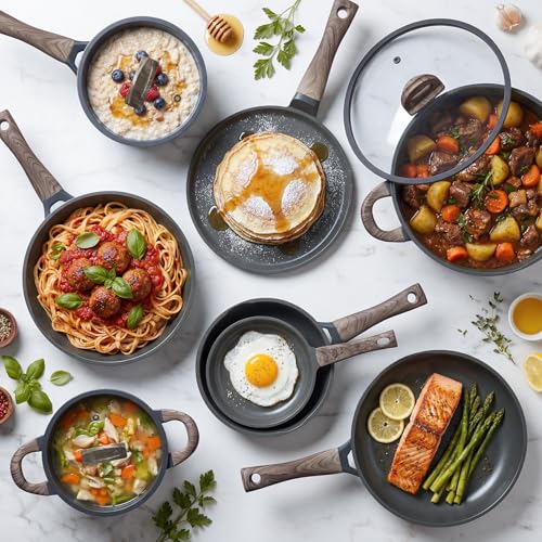 22 Piece Ceramic Cookware Set with Utensils