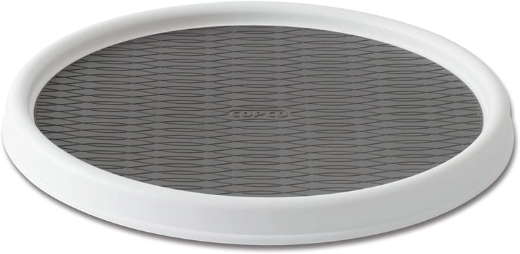 Copco Basics Non-Skid Pantry Cabinet Lazy Susan Turntable, 12-Inch, White/Gray, 1 Count (Pack of 1)