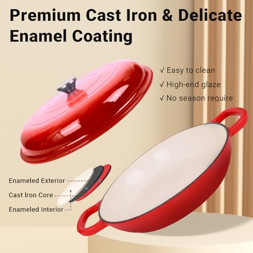 Enameled Cast Iron Dutch Oven (Gradient Red / 3.8 QT)