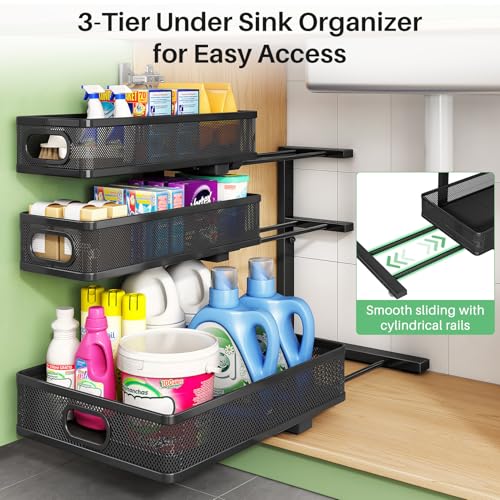 Under Sink Organizer (Black / 2 Pack)
