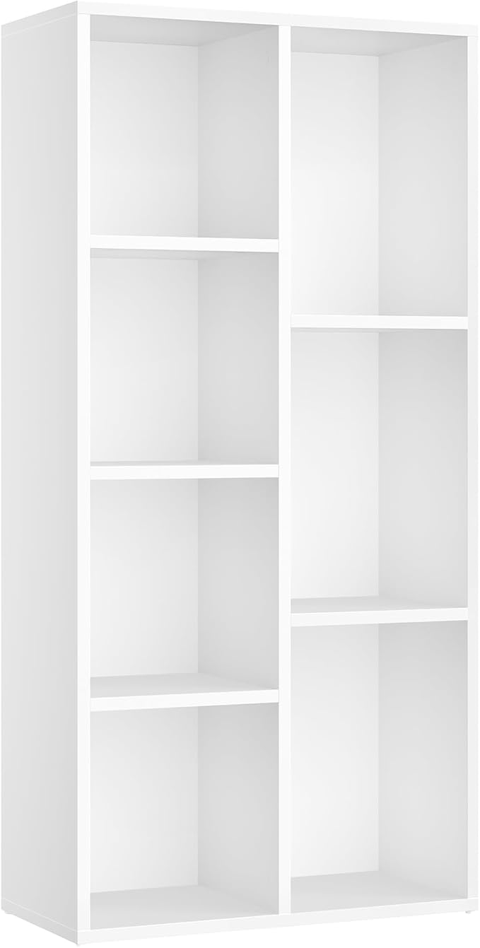 VASAGLE CUSTOS Collection - Bookshelf, Bookcase, Cube Shelf with 7 Compartments, 9.4 x 19.7 x 41.9 Inches, Storage Shelf, for Living Room, Home Office, Dining Room, Cloud White ULBC27WT