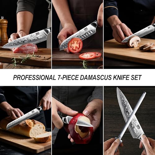 Damascus Kitchen Knife Set (7 Count)