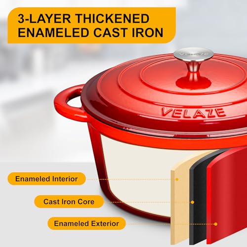 7.5 QT Enameled Cast Iron Dutch Oven Pot with Lid