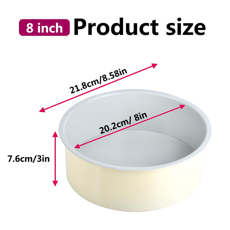 8 inch Cake Pan Removable Bottom Carbon Steel with Nonstick Coating Chiffon Cake Tin Round Shaped Cheese Cake Mould for Baking