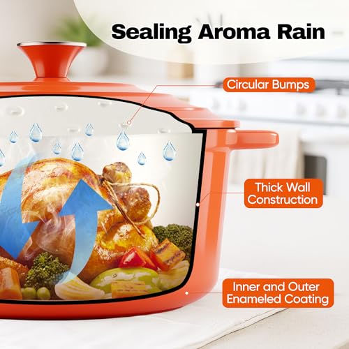 6 Quart Dutch Oven Pot with Lid (6 QT / Orange)