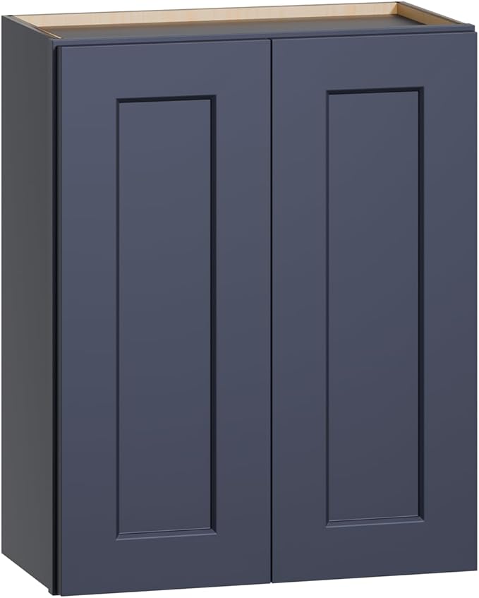 24 Inch Medicine Cabinet Wall Mounted, Solid Wood Over The Toilet Storage Cabinet, Bathroom Organizer Cabinets with 2 Door & Shelves, Easy to Assemble for Laundry Room, Kitchen, Garage - Blue