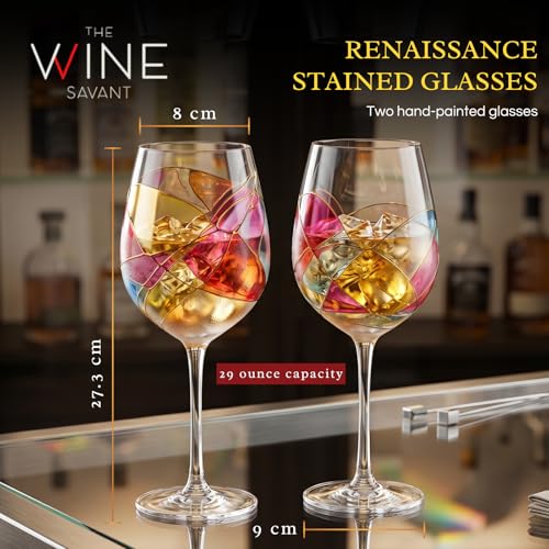 Artisanal Hand Painted Stemmed Wine Glasses (2 Count)