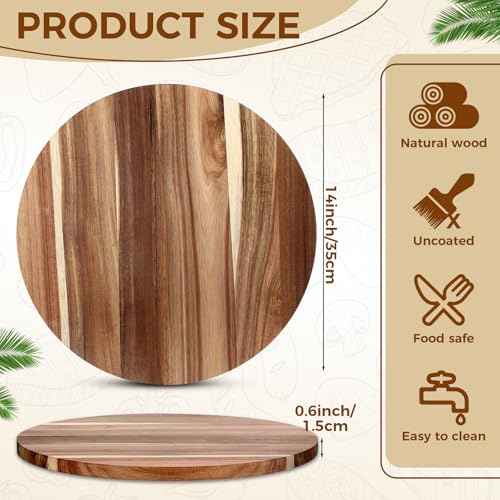 6 Pack 14" Acacia Wooden Round Cutting Boards Bulk 0.6 Inch Thick Round Charcuterie Board Smooth Surface Multipurpose Chopping Serving Tray for Pizza Fruit Vegetables Bread (6 Count)