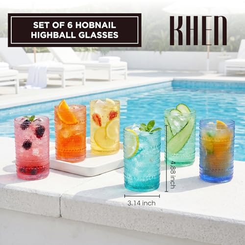 Hobnail Beaded Highball Drinking Tumbler Glasses