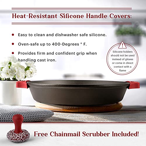 Cast Iron Skillet + Chainmail Scrubber (Dual Handle Skillet / 15")
