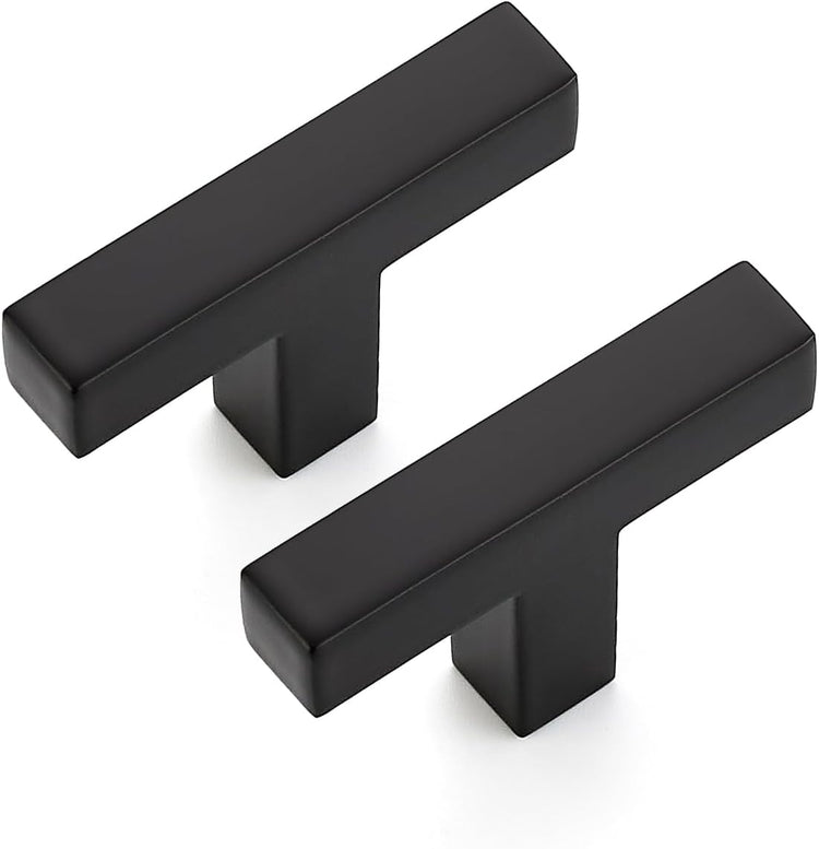 Ravinte 5 Pack Solid Single Hole Slim Square Bar Drawer Handles - Cabinet Hardware Pulls in Matte Black - Kitchen and Bathroom Handles