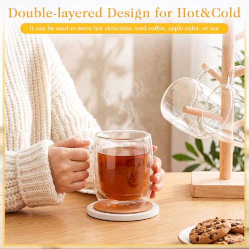 Glass Coffee Mugs Set of 6 (480ml / Clear round)