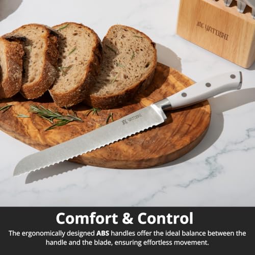 Yatoshi 15 Piece White Knife Block Set (15 Count)
