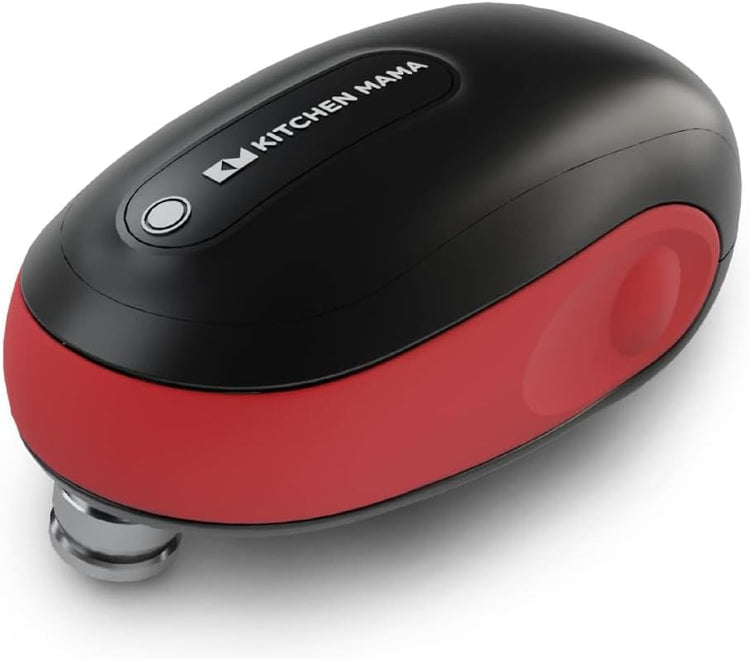 Kitchen Mama One-To-Go Electric Can Opener: One Touch, Auto Stop, Smooth Edge, Lid Lift, Safety, Automatic, Magnetic, Cordless, Battery Operated, Kitchen Appliance for Senior with Arthritis (Red)