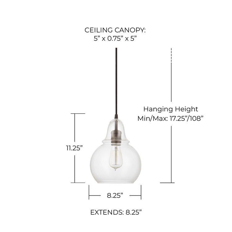 4644BB 143 Ashlyn Modern Teardrop Clear Glass Globe Bell Pendant