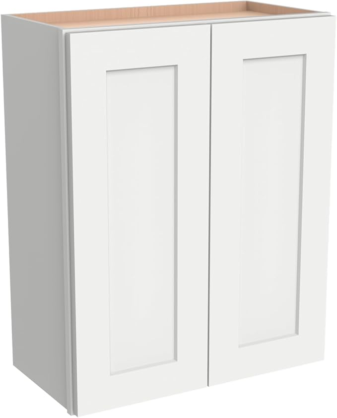 Wall-Mounted Cabinet – Solid Wood Shaker Style Medicine Cabinet with Adjustable Shelves & Soft-Close Doors for Bathroom, Kitchen, and Office Storage (Origami White, 30" W x 12" D x 36" H)