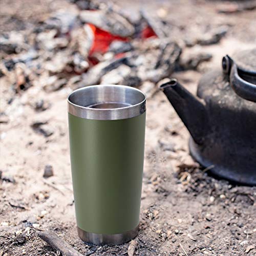 20oz Tumblers Bulk Stainless Steel Cup with Lid Double Wall Vacuum Insulated Coffee Mug for Cold & Hot Drinks 1 Pack (Army Green-A / 1 Count (Pack of 1))