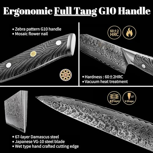Noir Blanc VG10 Damascus Knife Block Set