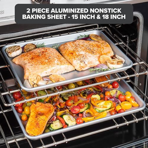 Premium 2 Piece Nonstick Baking Sheet Pan Set
