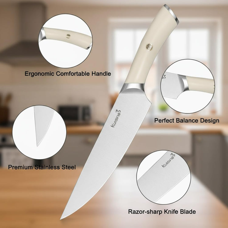 Upgraded Knife Set High Carbon Stainless Steel Super Sharp Blade Ergonomic Rivet Handle (15 Count)