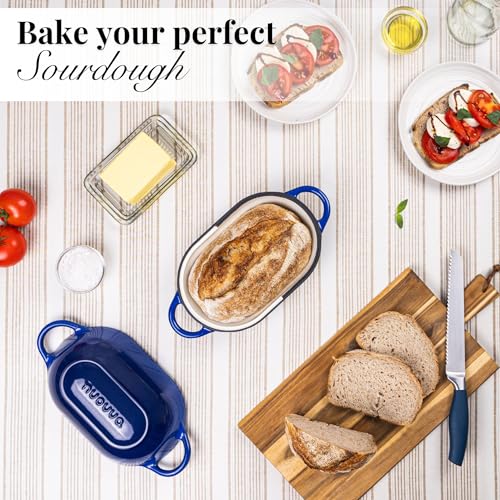 Dutch Oven For Sourdough Bread Baking (24cm x 16cm / Dark Blue)