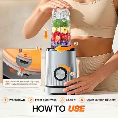 Smoothie Blender for Shakes and Smoothies with 2*16.9oz To (Silver Grey)