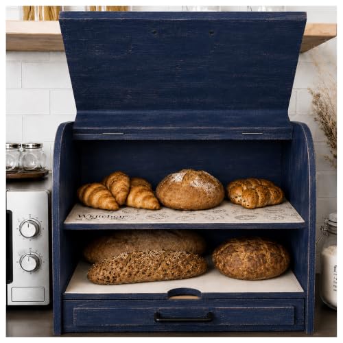 Premium FULLY ASSEMBLED Modern Blue Bread Box (Modern Blue)