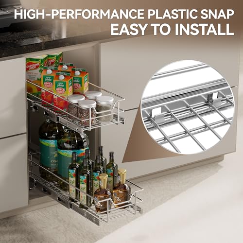 2 Tier Pull Out Cabinet Organizer 24" W X 22" D (2 Tier - Chrome-Plated / 24" W X 22" D)