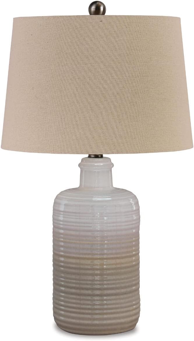 Signature Design by Ashley Marnina 25.5" Neutral Ceramic Table Lamp Set, 2 Count, Taupe