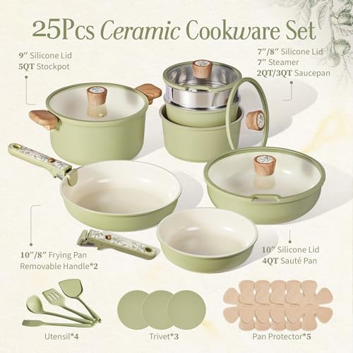 25pcs Ceramic Cookware Sets