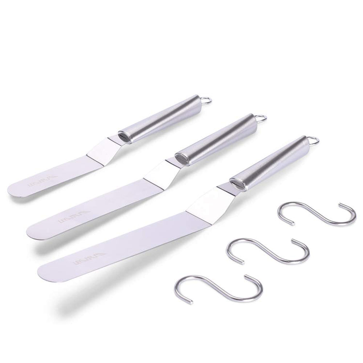 Offset Spatulas Cake Icing Knife 6 8 10 Inch with 3 Metal Hook Angled Cake Frosting Decorating Spatula Set of 3 (3 Count)