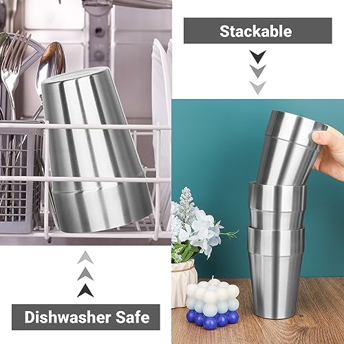 Metal Cups For Drinking (stepped / 16oz,4pcs)