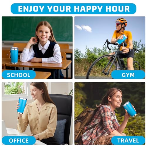 20oz Tumbler with Lid Double Wall Vacuum Insulated Travel Coffee Mug Stainless Steel Thermal Cup Powder Coated Sturdy Coffee Tumbler for Hot and Cold Beverage (20 Ounces / Baby Blue)