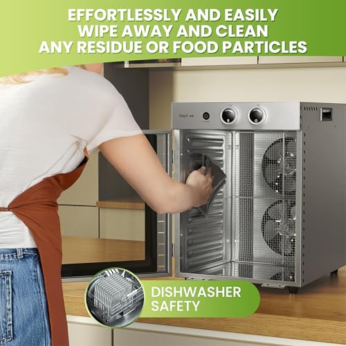 Food Dehydrators Machine with 12 Stainless Steel Trays with Timer Setting Temperature Adjusted 68 ℉ to 194 ℉ Dryer for Herb Fruit Meat Vegetables Mushroom Beef jerky for Commercial Household large (12 Count)