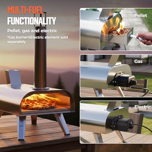 12" Multi Fuel Outdoor Pizza Oven Reach up to 1110℉