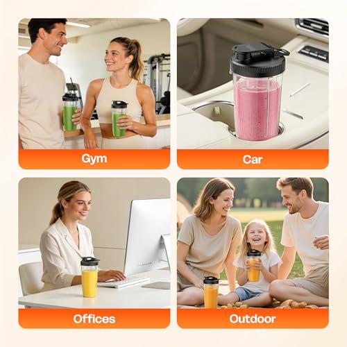 Smoothie Blender for Shakes and Smoothies with 2*16.9oz To (Silver Grey)