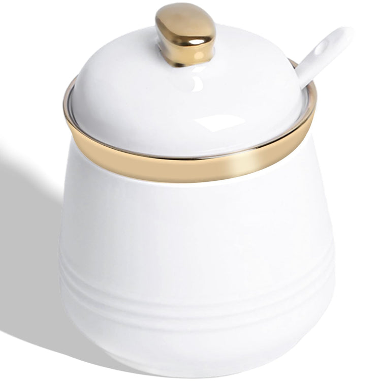 12oz Ceramic Sugar Bowl with Lid and Spoon