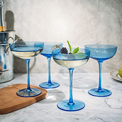 Ocean Blue Champagne Coupe Glasses Set of 4 (4 Count)