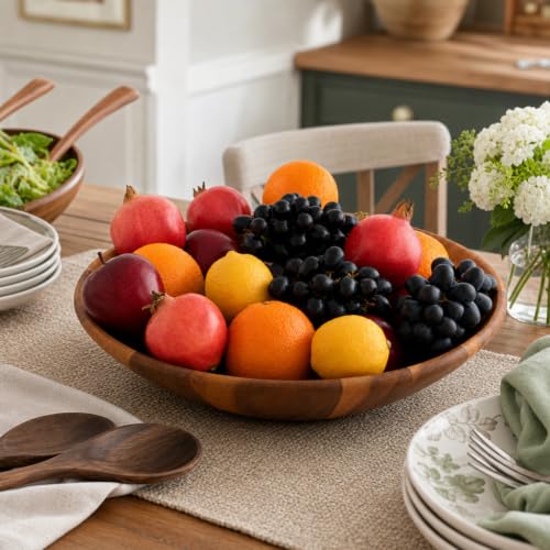 Extra Large Acacia Wood Salad Bowl (4.5" Tall x 16" Diameter)