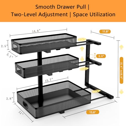 Under Sink Organizer (2 Pack / Black)