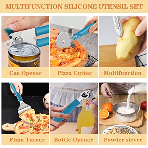 Silicone Kitchen Utensils Set (Dark Blue)