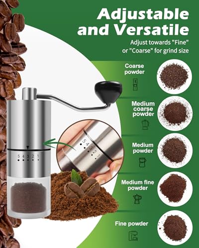 Stainless steel Burr Manual Coffee Grinder for Drip (Stainless steel Burr-Slivery)