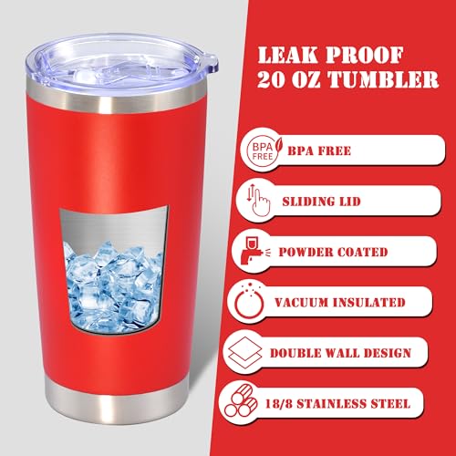 20 oz Tumbler Insulated Tumblers Stainless Steel Coffee Mug (Red)